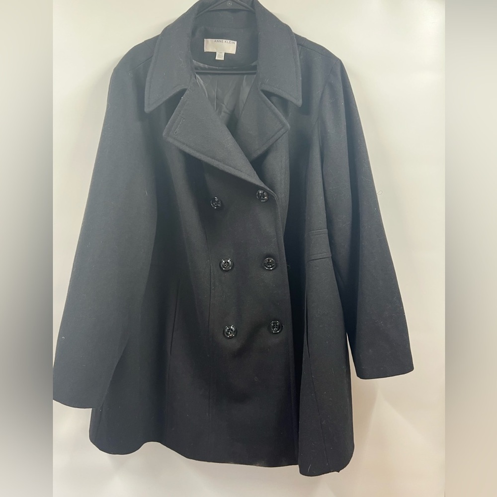 Anne Klein Womens Pea Coat Triple Button Collared Long Sleeve Lined Size 3XL